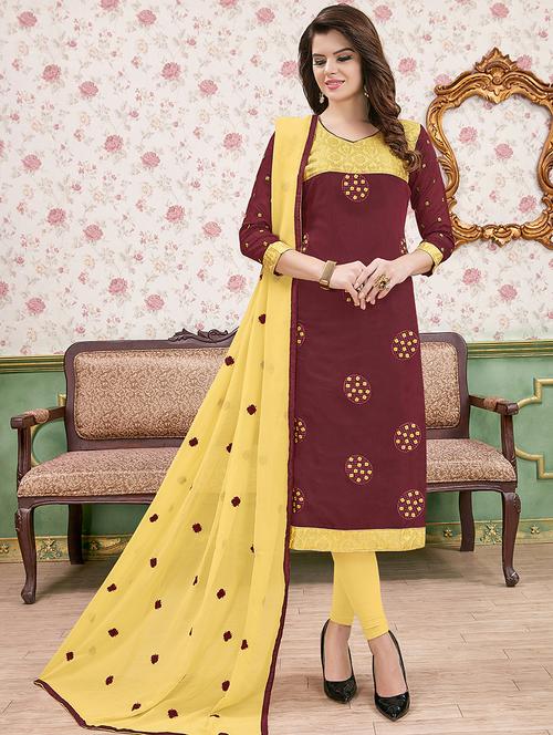embroidered unstitched churidaar suit - 15925310 - Very Small Image - 1