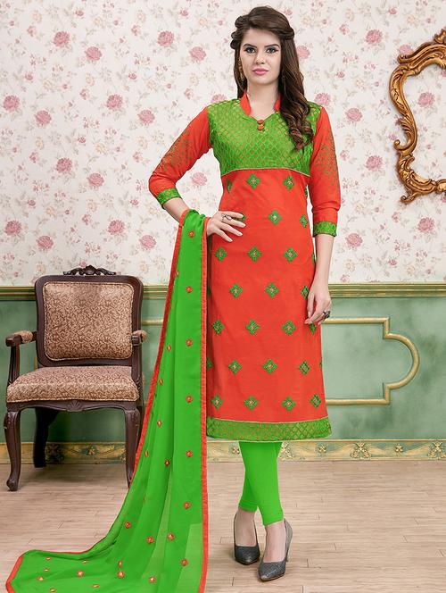 embroidered unstitched churidaar suit - 15925311 - Very Small Image - 1