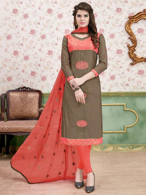 embroidered unstitched churidaar suit - 15925312 - Very Small Image - 1