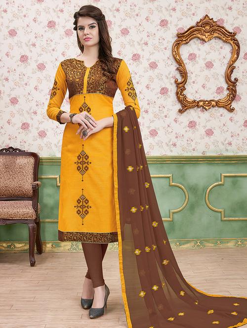 embroidered unstitched churidaar suit - 15925313 - Very Small Image - 1