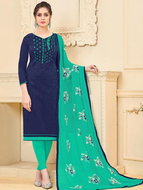 embroidered silk blend unstitched suit - 15925329 - Very Small Image - 1