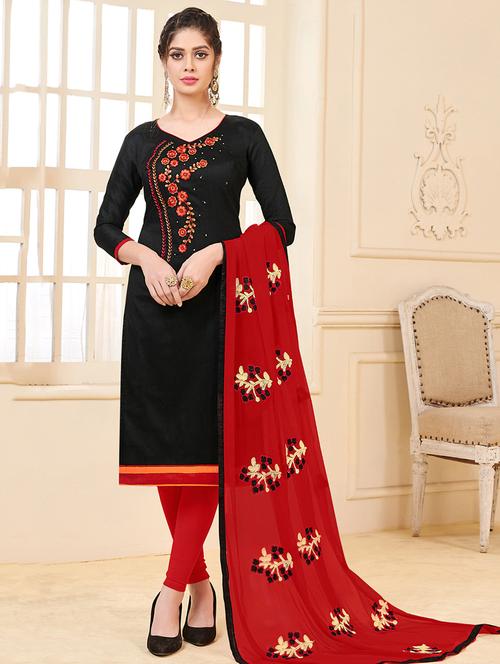 embroidered silk blend unstitched suit - 15925330 - Very Small Image - 1