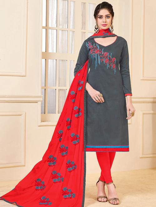 embroidered silk blend unstitched suit - 15925333 - Very Small Image - 1