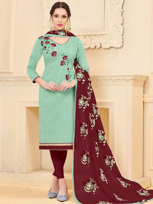 embroidered silk blend unstitched suit - 15925335 - Very Small Image - 1