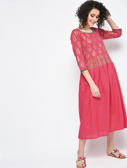 flared block print dress - 15925467 - Very Small Image - 1