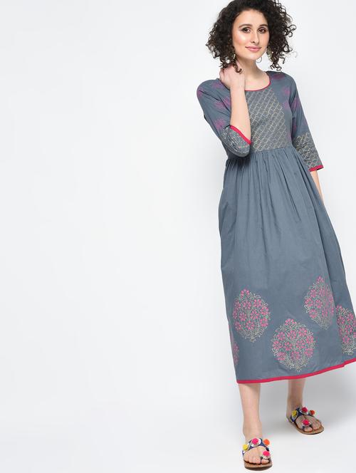flared block print dress - 15925468 - Very Small Image - 1
