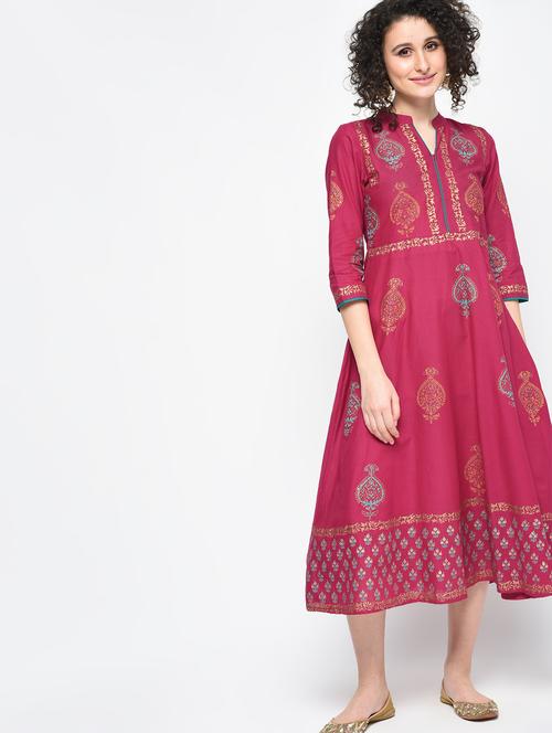 flared block print dress - 15925471 - Very Small Image - 1