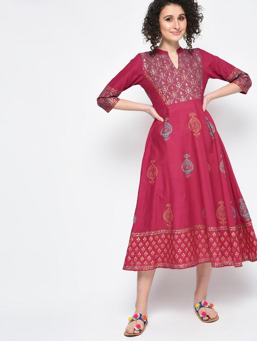 a-line block print dress - 15925473 - Very Small Image - 1
