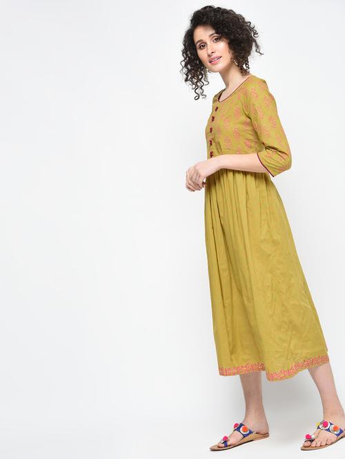 flared block print kurta - 15925476 - Very Small Image - 1