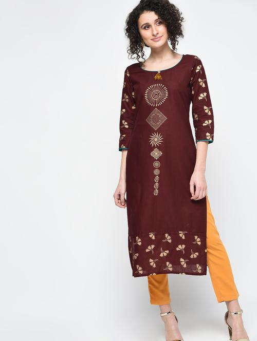 foil print straight kurta - 15925478 - Very Small Image - 1