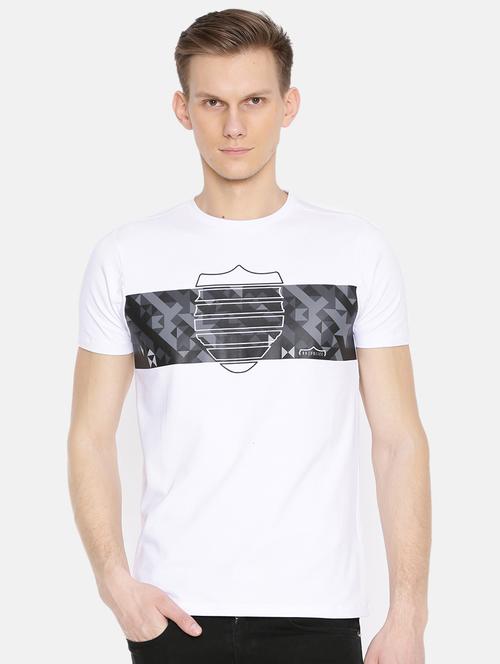 white cotton chest print t-shirt - 15925511 - Very Small Image - 1
