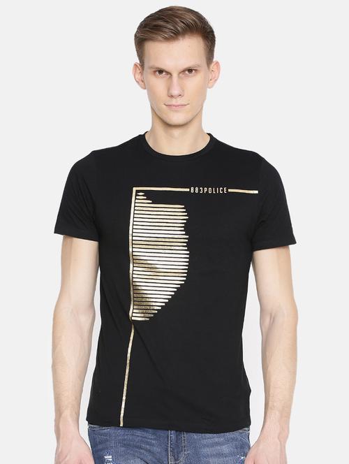 black cotton front print t-shirt - 15925529 - Very Small Image - 1