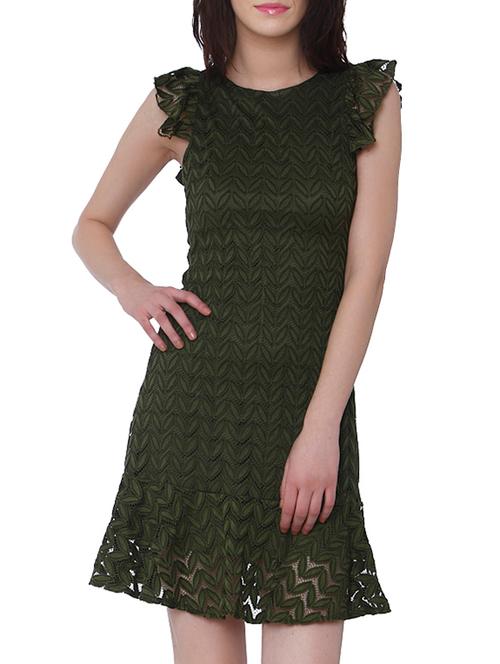 ruffle sleeved laced a-line dress - 15926325 - Very Small Image - 1