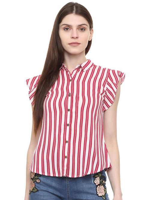 striped ruffled sleeved shirt - 15926416 - Very Small Image - 1