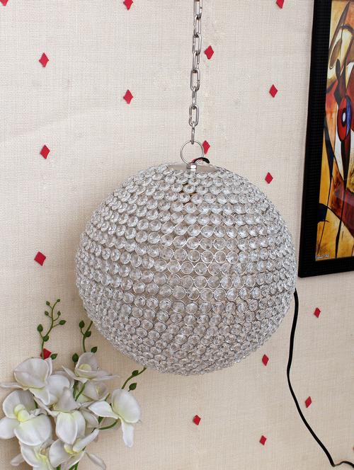 home sparkle crystal ball round chandelier hanging ceiling lamp antique fixture mild steel (silver) - 15926557 - Very Small Image - 1