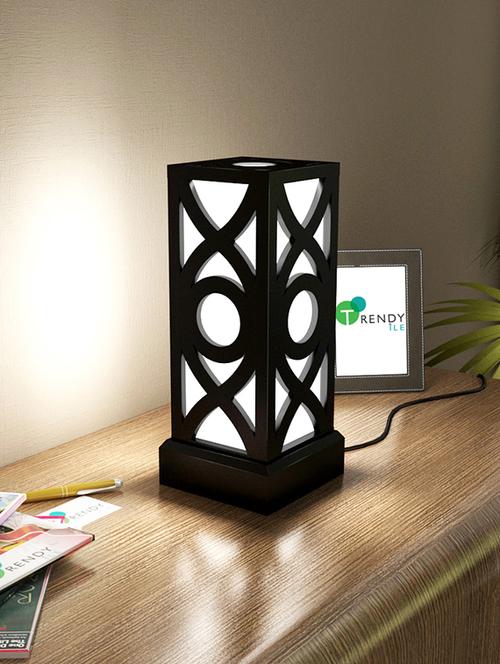 home sparkle led table lamp engineered wood (black) (14 x 14 x 25 cm) - 15926562 - Very Small Image - 1