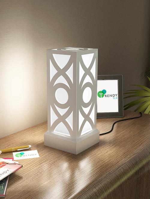 home sparkle led table lamp engineered wood (white) (14 x 14 x 25 cm) - 15926564 - Very Small Image - 1
