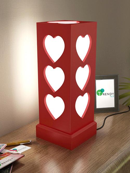 home sparkle led table lamp engineered wood (red) (14 x 14 x 25 cm) - 15926569 - Very Small Image - 1