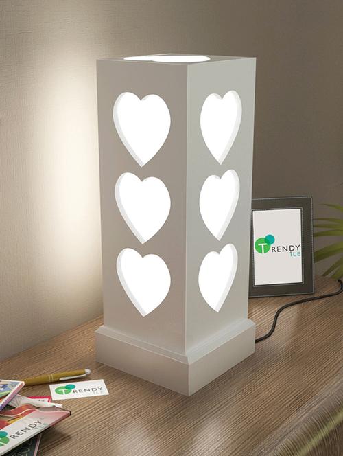 home sparkle led table lamp engineered wood (white) (14 x 14 x 25 cm) - 15926570 - Very Small Image - 1