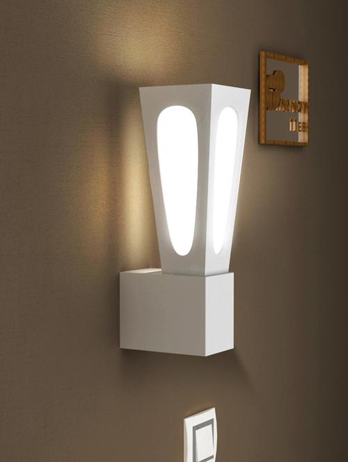 home sparkle led wall light engineered wood (white) (10 x 10.5 x 32.5 cm) - 15926590 - Very Small Image - 1