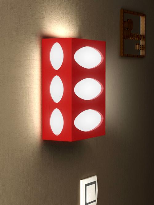home sparkle led wall light engineered wood (red) (17.5 x 9 x 25 cm) - 15926592 - Very Small Image - 1