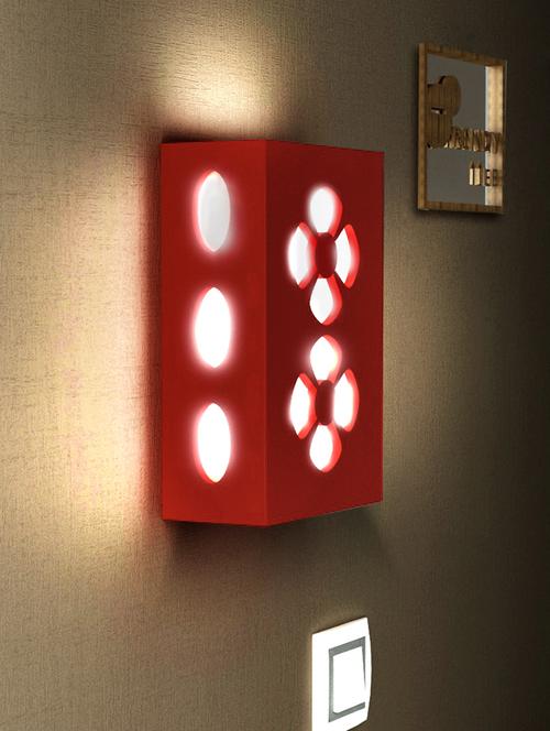 home sparkle led wall light engineered wood (red) (17.5 x 9 x 25 cm) - 15926595 - Very Small Image - 1