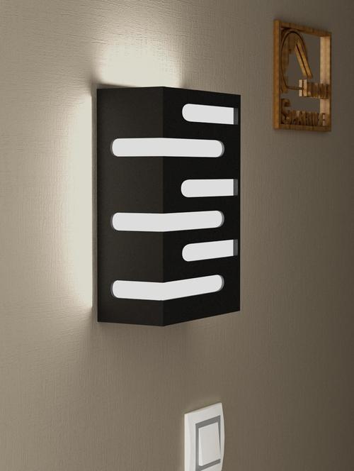 home sparkle led wall light engineered wood (black) (17.5 x 9 x 25 cm) - 15926597 - Very Small Image - 1