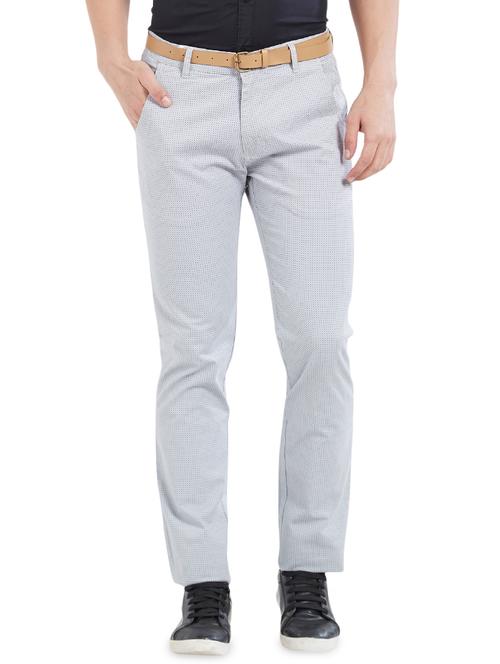 grey cotton flat front casual trousers - 15926639 - Very Small Image - 1
