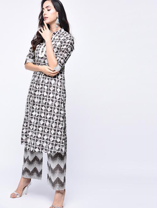 printed kurta with palazzo set - 15926938 - Very Small Image - 1