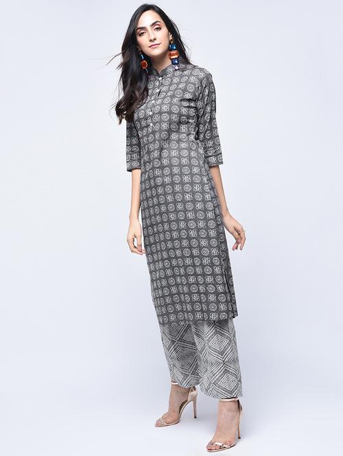 printed kurta with palazzo set - 15926972 - Very Small Image - 1