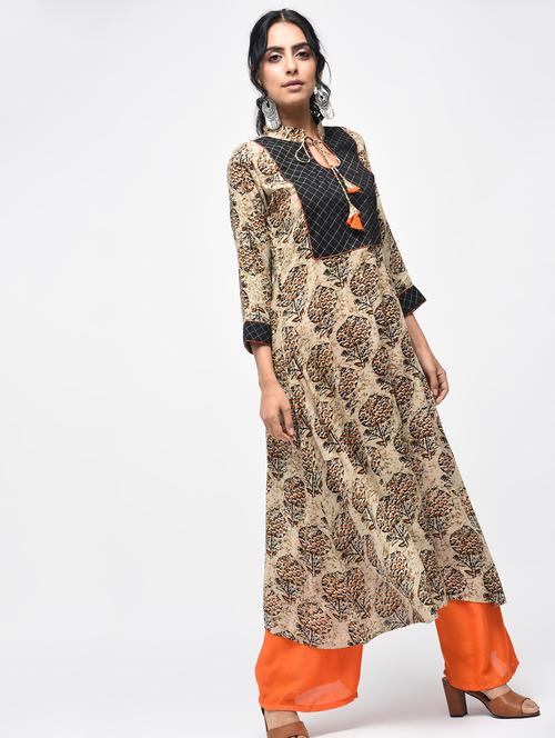 yoke design a-line kurta with palazzo set - 15927008 - Very Small Image - 1