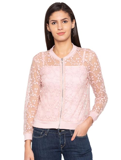 floral mesh zip up jacket - 15927472 - Very Small Image - 1