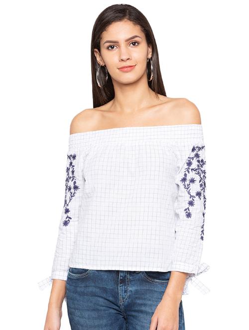 off shoulder embroidered top - 15927518 - Very Small Image - 1