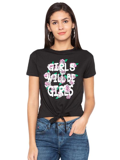 tie up hem graphic print top - 15927526 - Very Small Image - 1