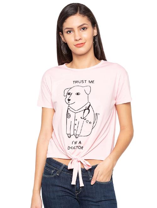 tie up hem graphic print top - 15927527 - Very Small Image - 1