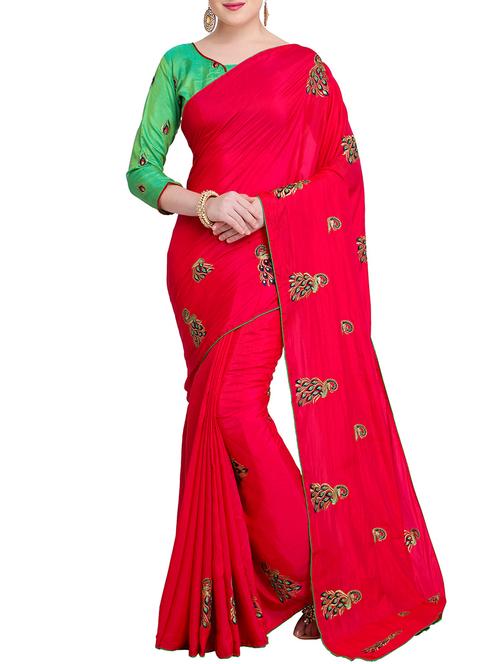 conversational pink embroidered saree with blouse - 15928493 - Very Small Image - 1
