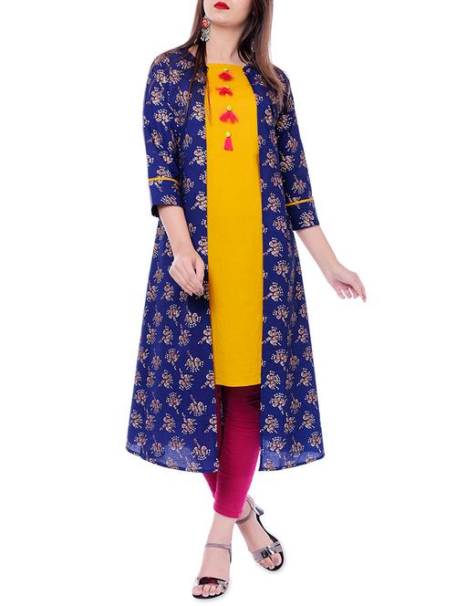 layered printed kurta with tassels - 15930765 - Very Small Image - 1