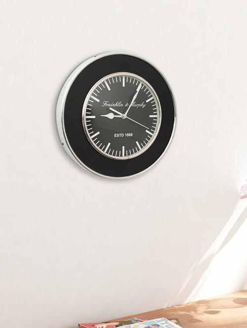 home sparkle wall clock mild steel (black) (30 x 6.5 x 20 cm) - 15930774 - Very Small Image - 1