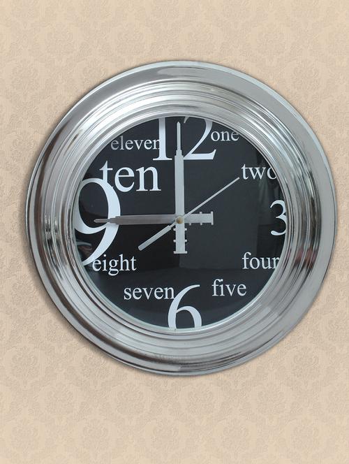 home sparkle wall clock mild steel (silver) (30 x 7.5 x 30 cm) - 15930780 - Very Small Image - 1