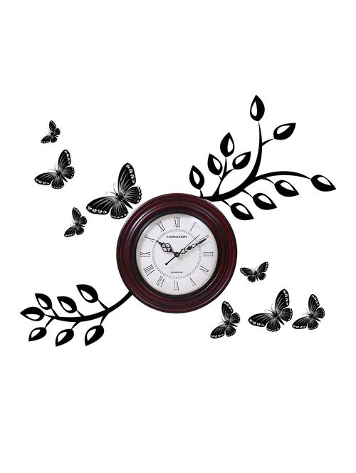 home sparkle wall clock with stickers engineered wood (mahogany & black) (30 x 5 x 30 cm) - 15930782 - Very Small Image - 1