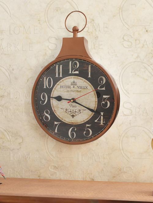 home sparkle wall clock mild steel (copper & black) (20 x 6 x 30 cm) - 15930789 - Very Small Image - 1