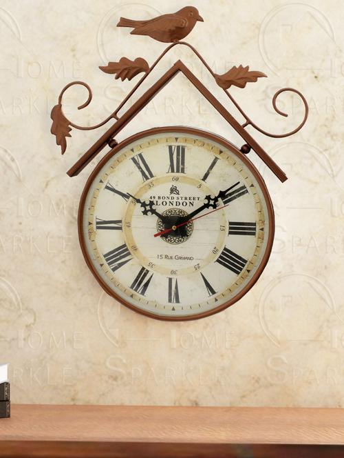 home sparkle wall clock mild steel (copper) (33 x 5 x 41 cm) - 15930796 - Very Small Image - 1