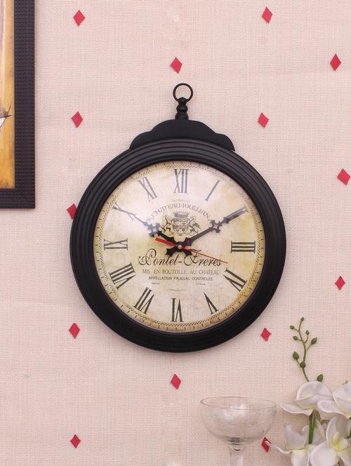 home sparkle wall clock mild steel (black) (30 x 6.5 x 38 cm) - 15930800 - Very Small Image - 1