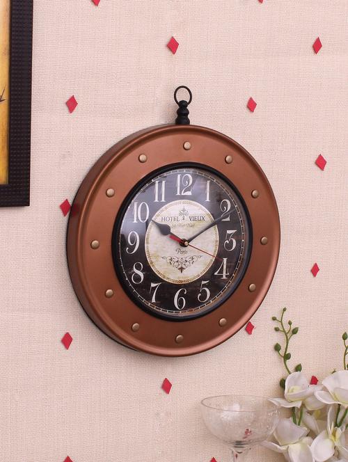 home sparkle wall clock mild steel (golden) (30 x 5 x 35 cm) - 15930801 - Very Small Image - 1