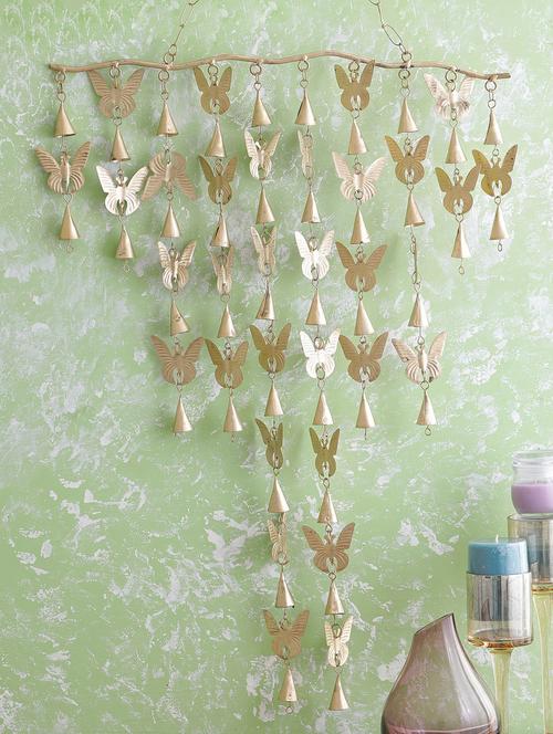 home sparkle butterfly wind chime mild steel (golden) (47.5 x 2.5 x 97.5 cm) - 15930877 - Very Small Image - 1