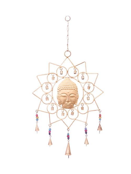 home sparkle buddha wind chime mild steel & brass (golden) (35 x 3 x 69 cm) - 15930880 - Very Small Image - 1