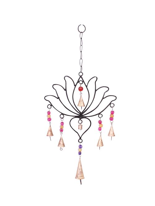 home sparkle lotus wind chime mild steel & brass (golden) (23 x 3 x 49 cm) - 15930882 - Very Small Image - 1