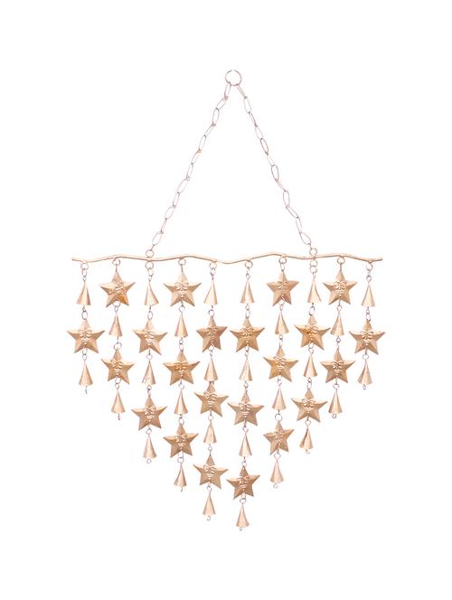 home sparkle star wind chime mild steel & brass (golden) (49 x 2 x 75 cm) - 15930883 - Very Small Image - 1