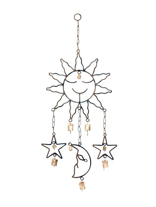 home sparkle sun with moon & star wind chime mild steel & (black & golden) (26 x 2.5 x 70 cm) - 15930890 - Very Small Image - 1