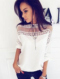 lace panel yoke top - 15931087 - Very Small Image - 1